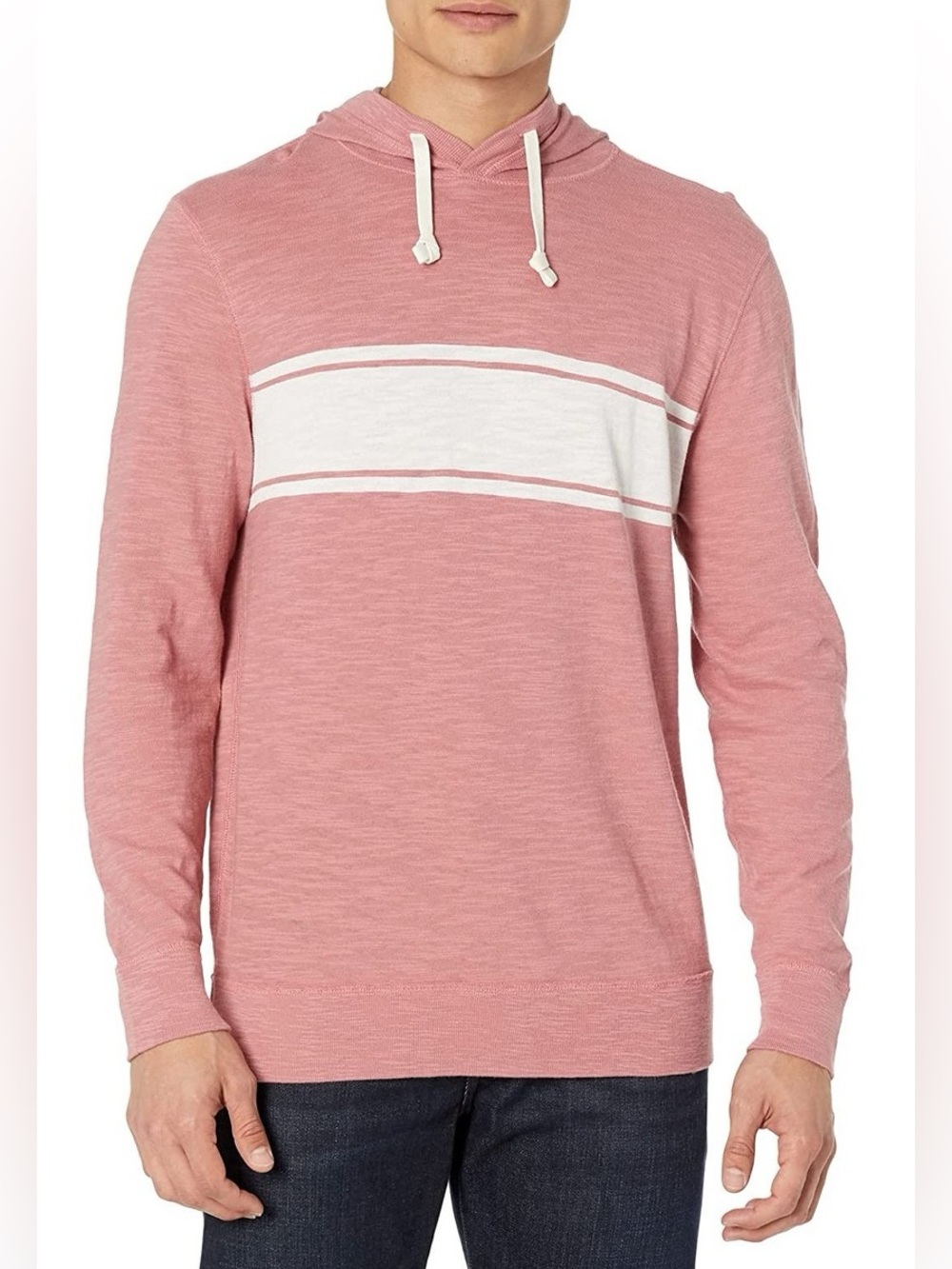 Faherty Mens Summer Red Surf Stripe Slub Hoodie Size XL
